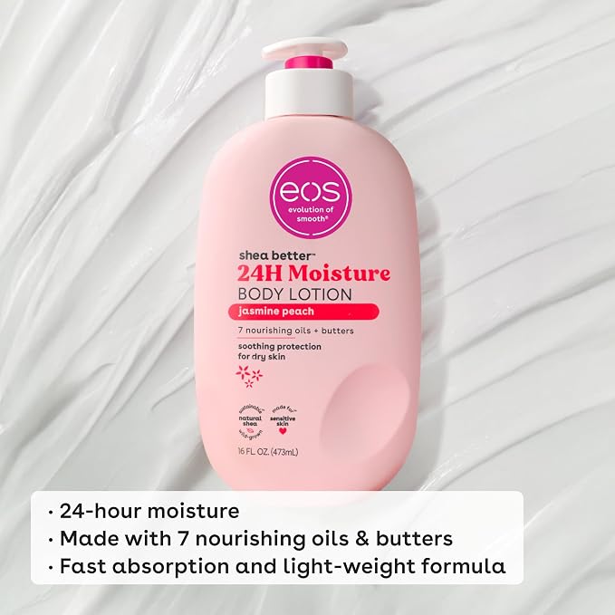 eos Shea Better Body Lotion Jasmine Peach, 24-Hour Moisture Skin Care, - Image 4