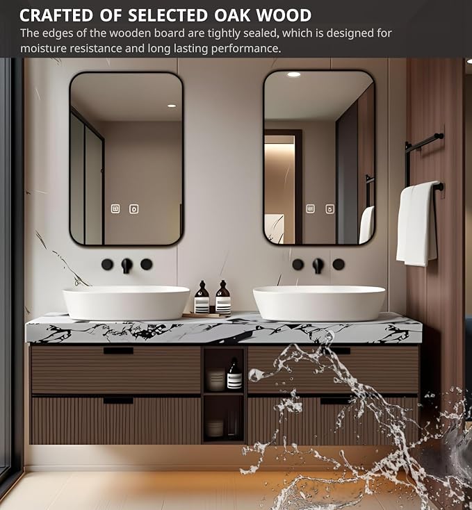 Double Bathroom Vanity with Sink, Floating Vanities Set Includes Smart - Image 4