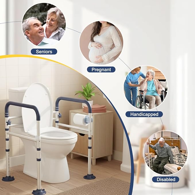 Toilet Safety Rails for Seniors, Adjustable Height & Width Toilet Rails - Image 6