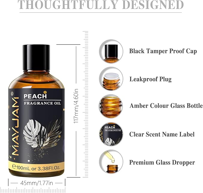 MAYJAM 100ML/3.38FL.OZ Peach Fragrance Oils - Image 7