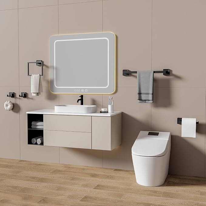 5-Pieces Matte Black Bathroom Hardware Accessories Set, SUS304 Stainless Steel - Image 9