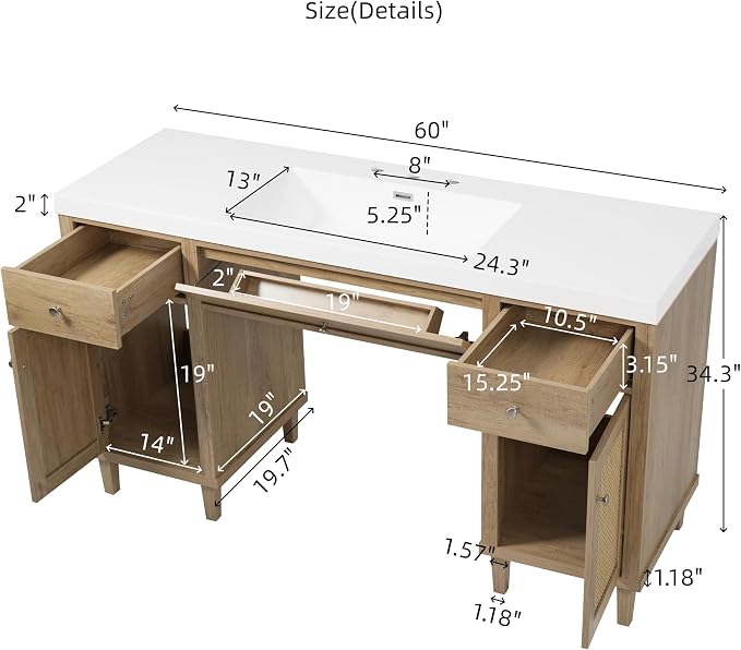 60 Inch Single Bathroom Vanity - Image 4
