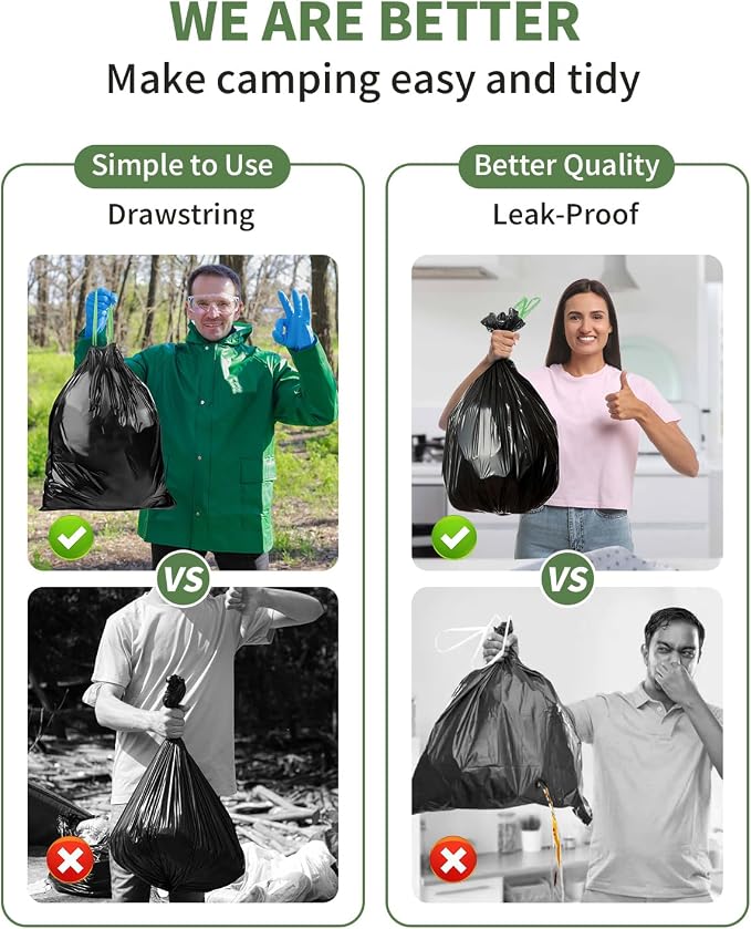 25 Portable Camping Toilet Bags Drawstring, 8 Gal Compost Bags - Image 3
