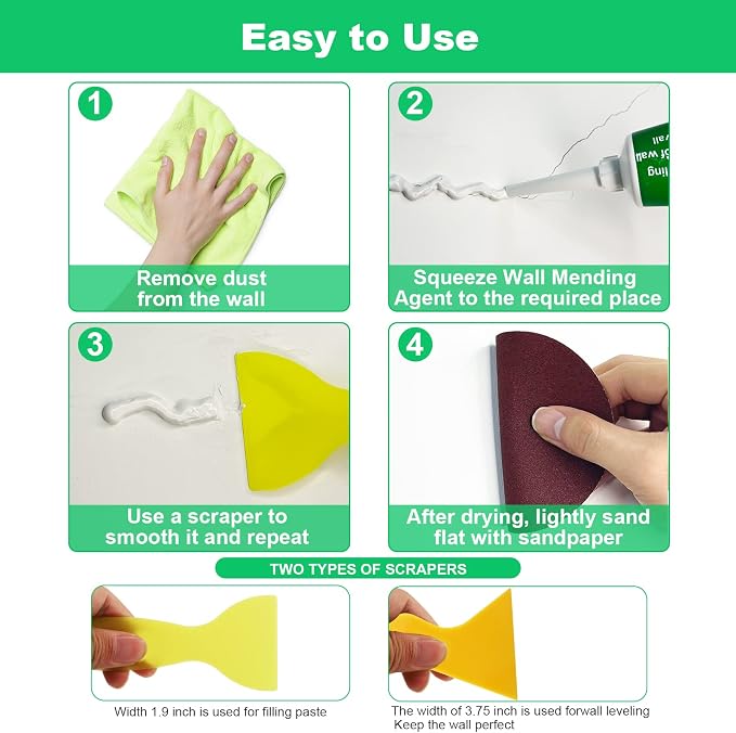 Drywall Repair Kit, Wall Mending Agent Large Hole Drywall Patch, Plaster Wall - Image 4