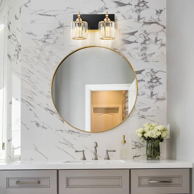 2-Light Crystal Bathroom Vanity Lights - Image 3