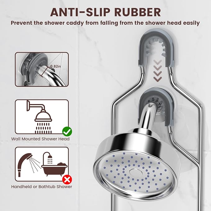 REINHARDT Shower Caddy Hanging, Rustproof Shower Caddy Anti-Swing Shower - Image 5