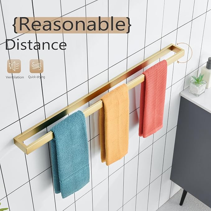 KOKOSIRI Towel Bar Brushed Gold Bath Towel Holder 32 Inch Kitchen Towel Hanger - Image 7