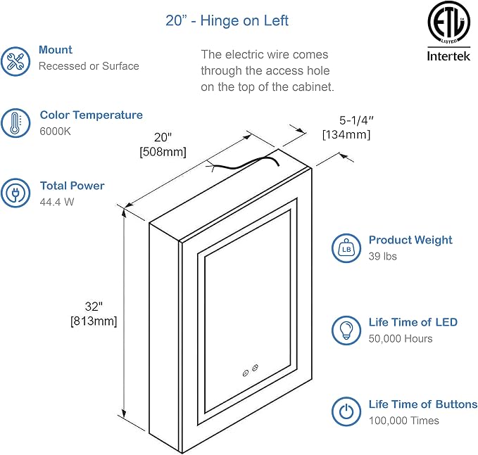 Blossom LED Mirror Medicine Cabinet - Image 2