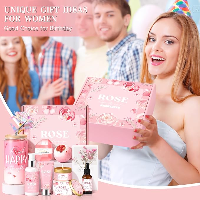 Birthday Gifts for Women, Rose Relaxing Spa Gift Basket for Women Friendship - Image 7