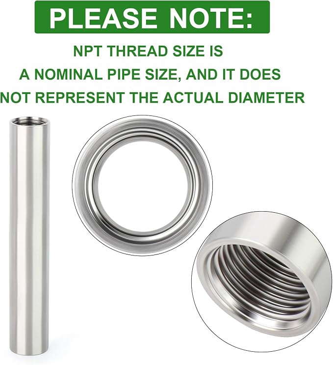 TAISHER 2PCS Stainless Steel Pipe Fittings, 3/8" NPT x 3/8" NPT Female Threaded - Image 3