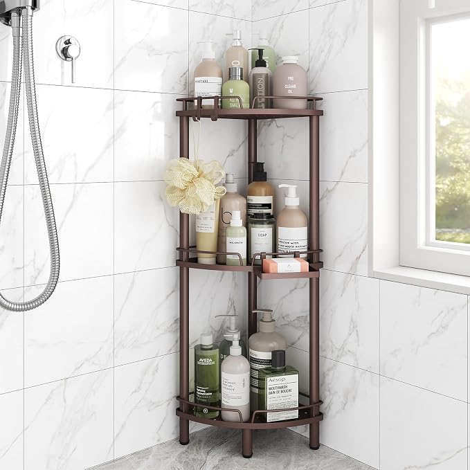 ELYKEN Corner Shower Caddy Standing, 3 Tier Rustproof Metal Shower Organizer by ELYKEN