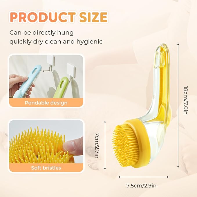 Pet Bath Brush with Shampoo Dispenser, Dog Bath Brush and Grooming Massage Brush - Image 6