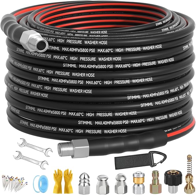 Sewer Jetter Kit for Pressure Washer 50FT, Drain Cleaner Hose 1/4 Inch NPT by SITIMIMIL