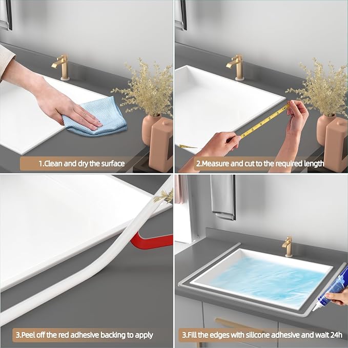 118” White Shower Threshold Water Dam Stopper - Image 9