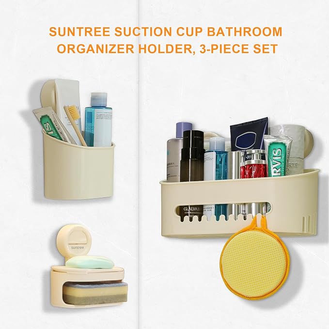 suntree Shower Caddy with Strong Suction Cups, No Drill Bathroom Shelf Organizer - Image 6
