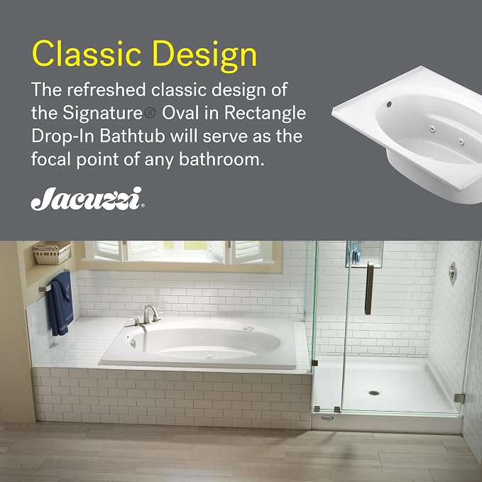 Jacuzzi SIGNATURE Acrylic Drop-In Bathtub, Heated Jet Massage Tub, Slip - Image 3