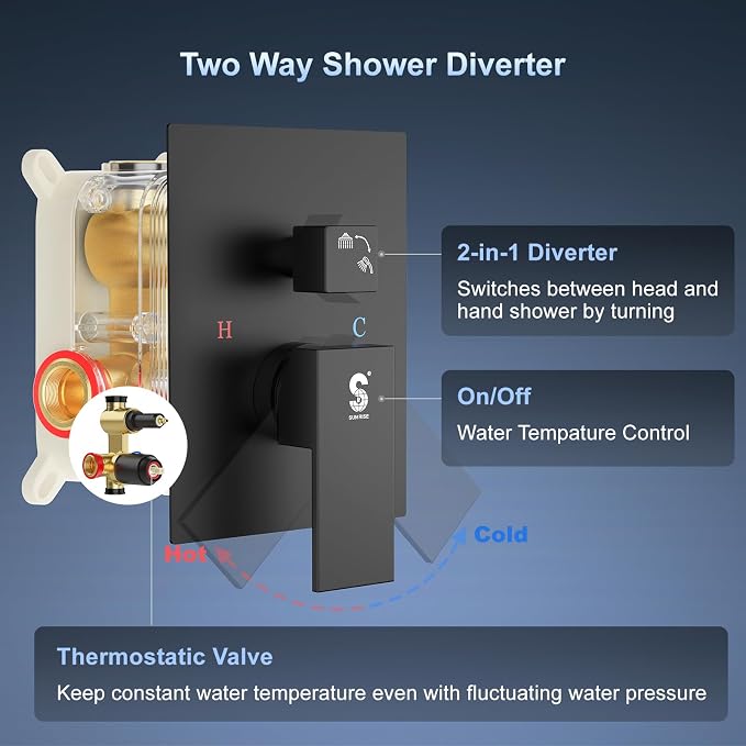 SR SUN RISE 10 Inch Slide Bar Shower Faucet Luxury High Pressure Shower Heads - Image 4