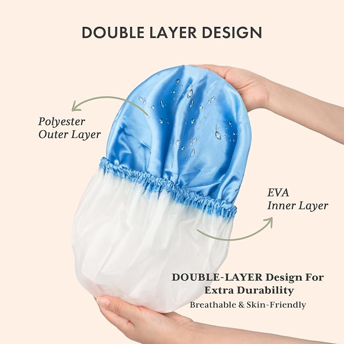 AmazerBath Shower Cap, Double Layers Hair Cap - Image 2