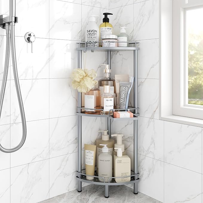 ELYKEN Corner Shower Caddy Standing, 3 Tier Rustproof Metal Shower Organizer by ELYKEN