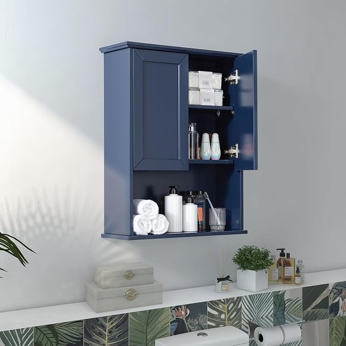 Navy Blue Bathroom Cabinet Wall Mounted - Image 8