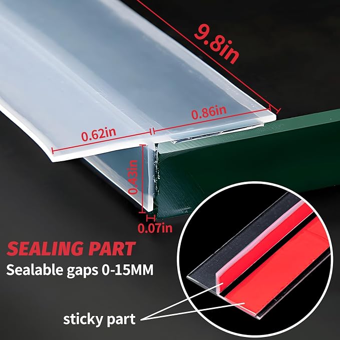 9.8Ft T-Shaped Clear Weather Stripping Door Seal, Door Draft Stopper Silicone - Image 2