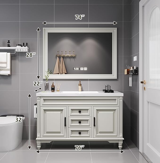 Single Bathroom Vanity with Sink, Freestanding Bathroom Vanities Includes LED - Image 2