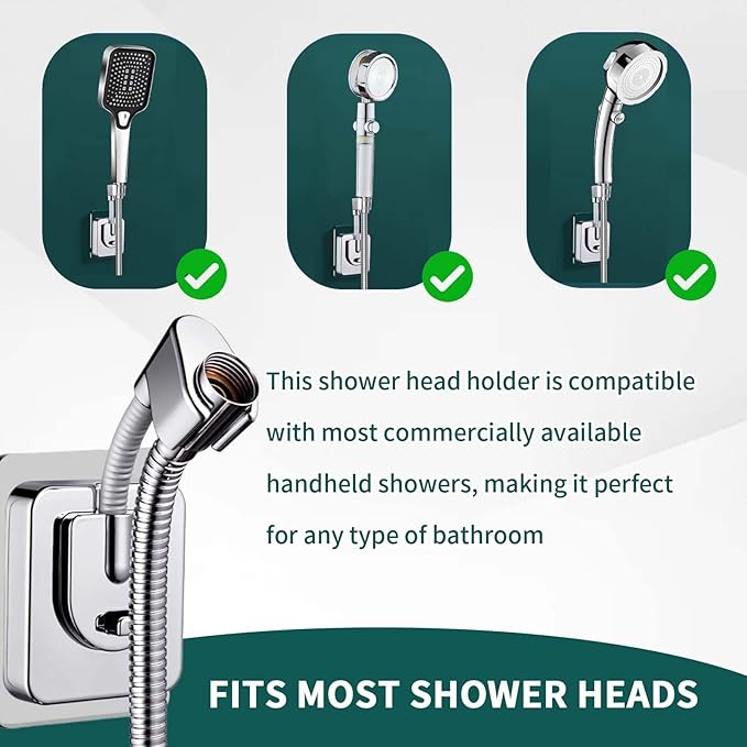 2pcs Shower Head Holder Wall Mount, 360° Adjustable Handheld Holder, No-Drill - Image 7