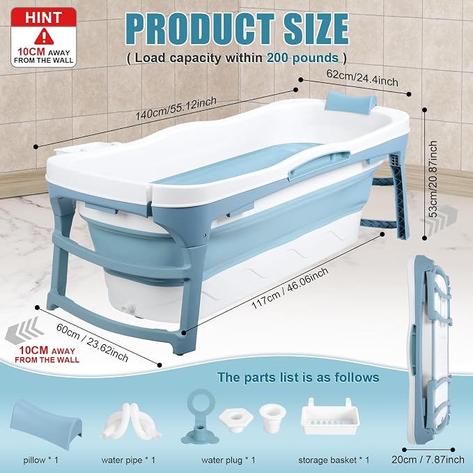 Portable Bathtub for Adult, Ergonomically Designed Pop up Bathtub, For the - Image 2