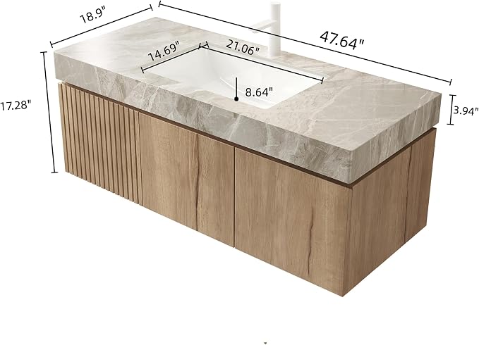 Ambrovina 48" Floating Bathroom Vanity - Image 2