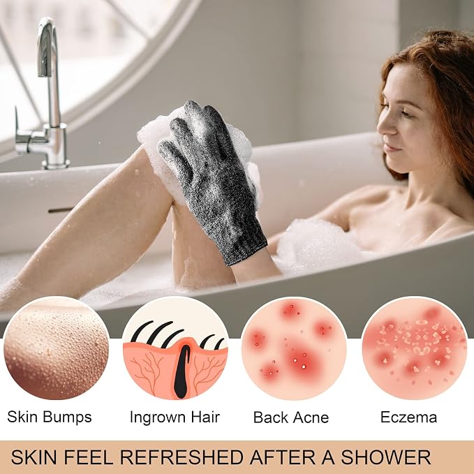 MIG4U Shower Exfoliating Scrub Gloves, Bathing Gloves Body Wash Dead Skin - Image 5