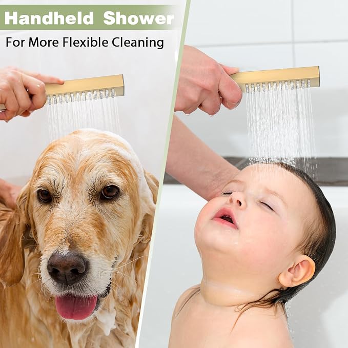 Brushed Gold Shower System, STARBATH 12 inch Rainfall Shower Head - Image 4