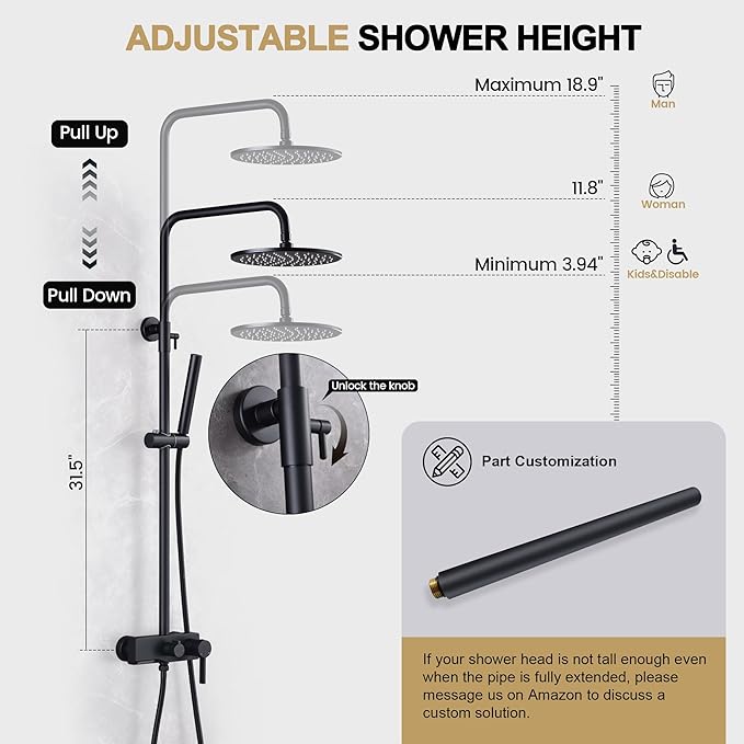 Matte Black Exposed Shower System - Image 5