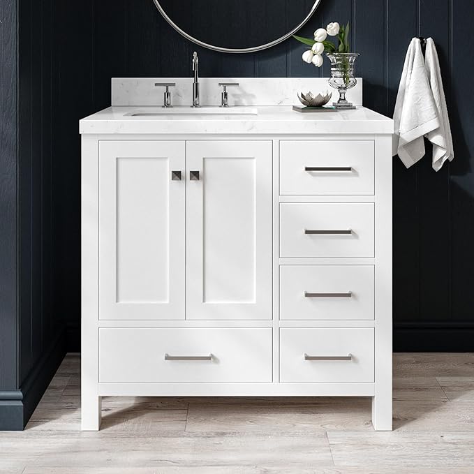ARIEL Cambridge 36 Inch White Bathroom Vanity by Ariel