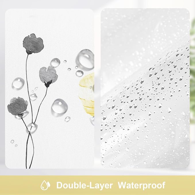 Gibelle 3 in 1 Shower Curtain Set, Waterproof Fabric Bathroom Curtain 72x72 - Image 4