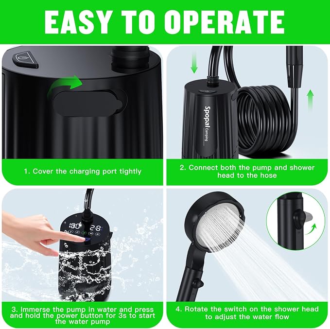 Portable Shower for Camping, 10000mAh Rechargeable Camping Shower - Image 6