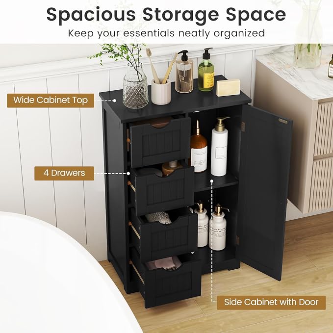 Tangkula Bathroom Floor Cabinet, Freestanding Storage Cabinet - Image 8