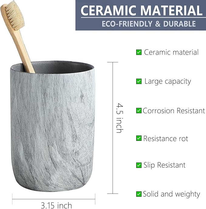 Marble Grey Toothbrush Holders for Bathrooms - Image 7