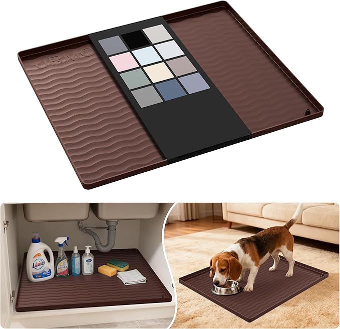 URMONA Waterproof Silicone Under Sink Mat 22'' x 19'' Shelf Liner by URMONA