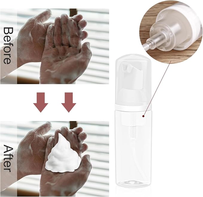 2oz Plastic Foam Pump Bottle, Empty Bottle Travel Foaming Dispenser - Image 6