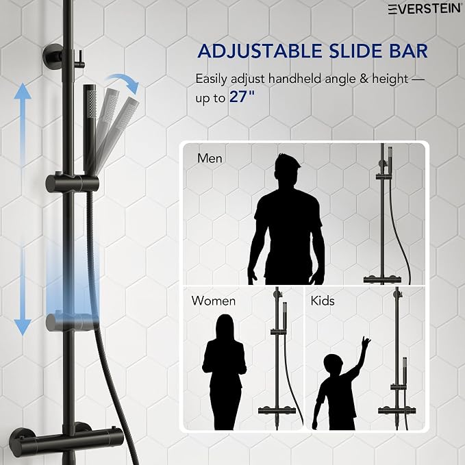 Exposed Shower System with Tub Spout, EVERSTEIN 10 inch High Pressure Shower - Image 8