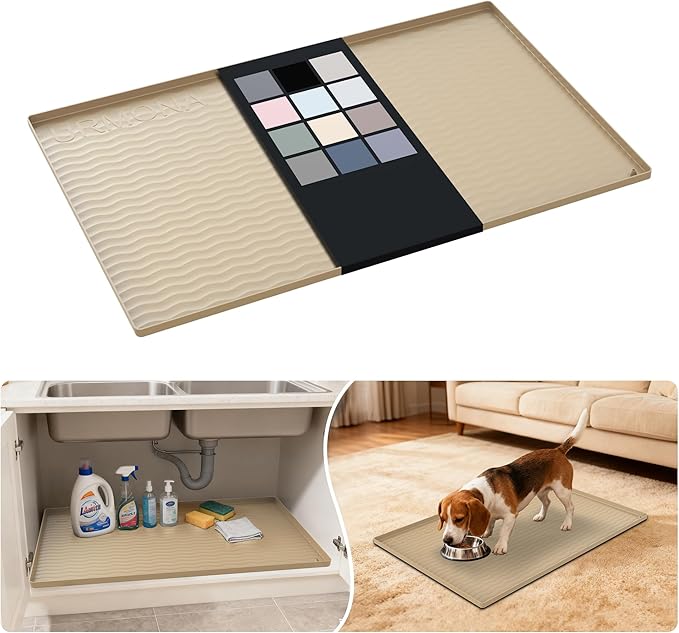 URMONA Waterproof Silicone Under Sink Mat 34'' x 22'' Shelf Liner by URMONA
