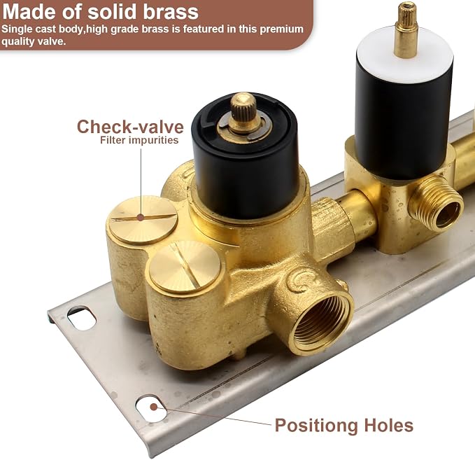 HOMEDEC Black 4-Function Shower Diverter Valve, 4 Ways Thermostatic Brass Mixer - Image 8