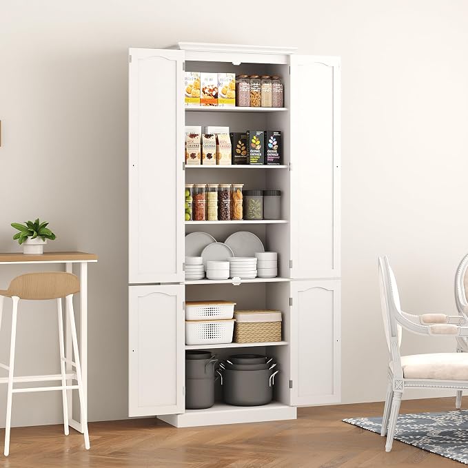 Function Home 72" Kitchen Pantry Cabinet, Tall Wood Storage Cabinet - Image 4