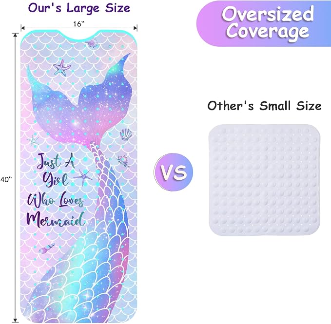 Bathtub Mat Non Slip, Mermaid Extra Long Bath tub Mat Shower Floor Mat - Image 2