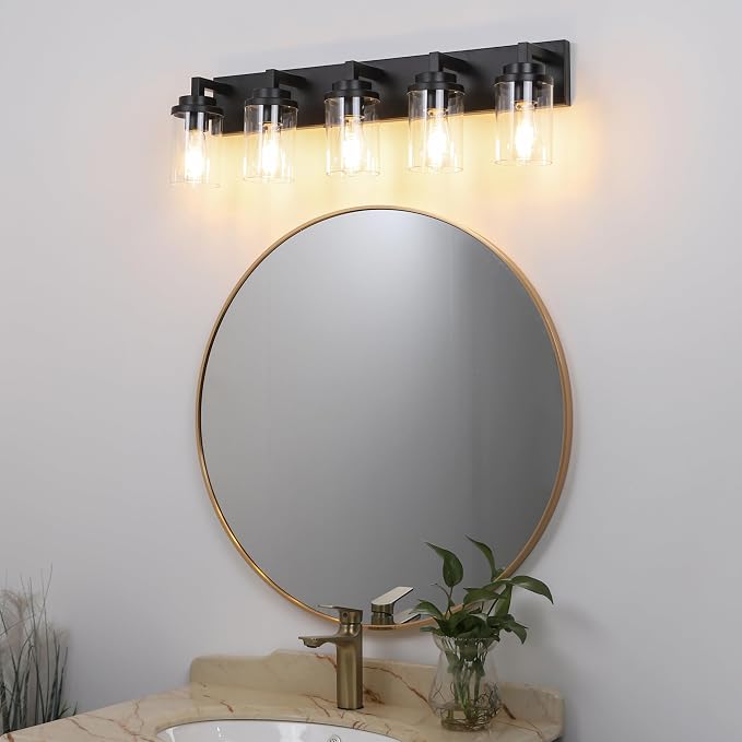 MELUCEE 5-Light Black Bathroom Light Fixtures - Image 3