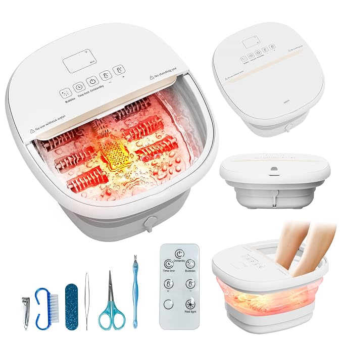 Pedicure Foot Spa with Bubble and Heat, Collapsible Foot Soaking Tub with by Unknown