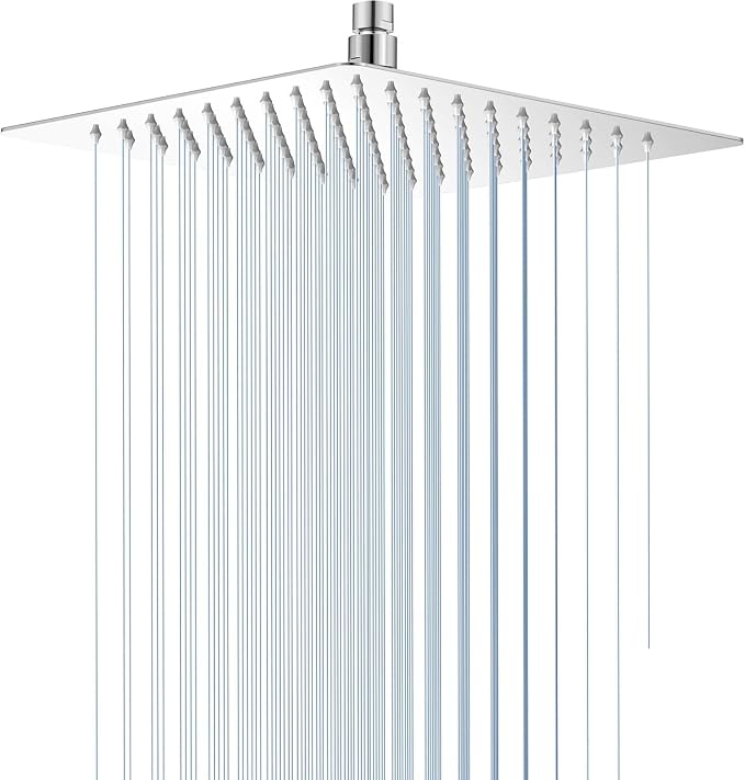 Square Rainfall Shower Head, High Pressure Flow by Borlon
