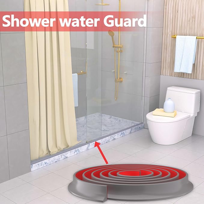 Collapsible Shower Threshold Water Dam, Self Adhesive Silicone Waterproof - Image 6