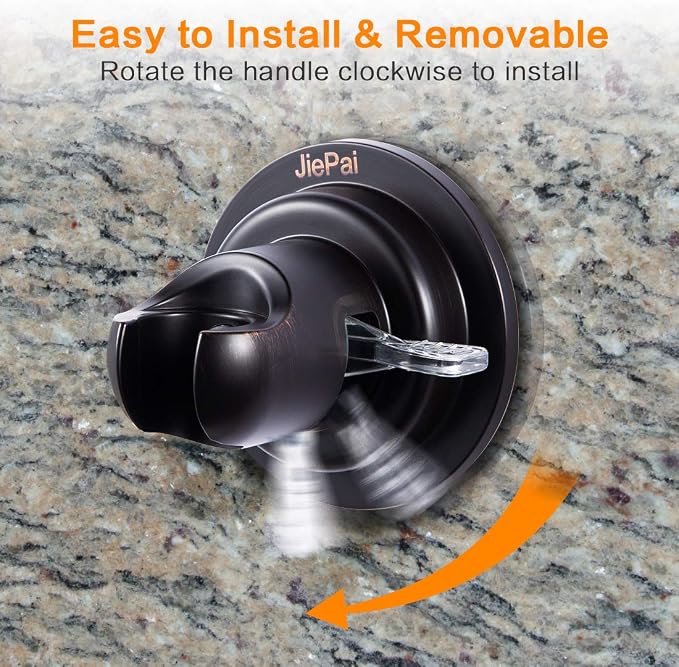 JiePai Vacuum Suction Cup Shower Head Holder, Adhesive Suction Handheld Shower - Image 2