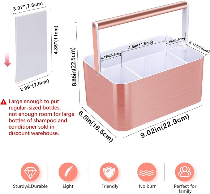 Portable Shower Caddy Tote: Divided Large Plastic Bath Basket Bin - Image 2
